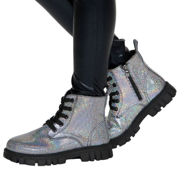 NIB Nova Kids Mini Disco Ball Size 12 Lace Up Boots Combat,Disco,box Has Damage - Picture 5 of 16